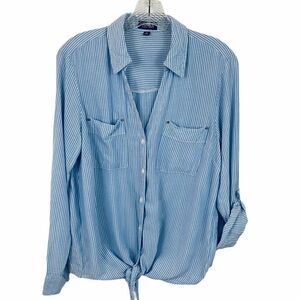 Jones New York striped tie bottom blouse medium